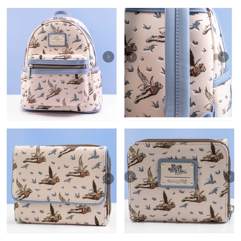 Loungefly The Wizard of Oz Flying Monkeys AOP Mini Backpack & Wallet Set